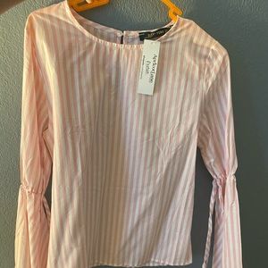 Apricot lane pink/white stripped long sleeve
